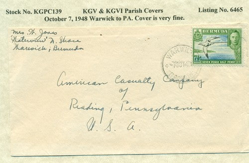 KGV & KGVI Parish Covers Warwick October 7, 1948 KGPC 139