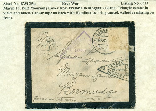 Boer War Cover - March 15, 1902 BWC 35A
