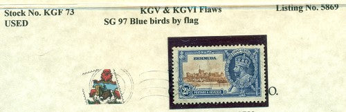 KGV & KGVI Flaws, Blue birds by flag -KGF73