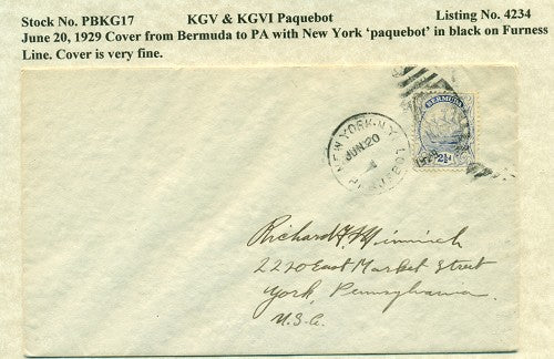 Paquebot Mail from June 20, 1929