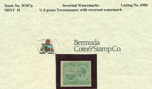 1/2 d green Tercentenary wm7a