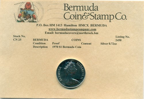 1970 Bermuda $1 silver proof