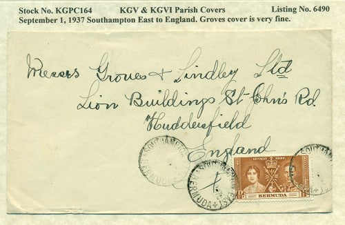 KGV & KGVI Parish Covers Southampton East September 1, 1937 KGPC 164