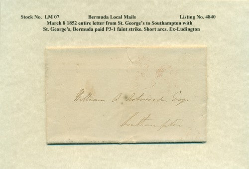 Local mail March 8, 1852 letter