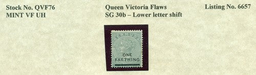 Queen Victoria Flaws Lower letter shift SG-30b QVF 76