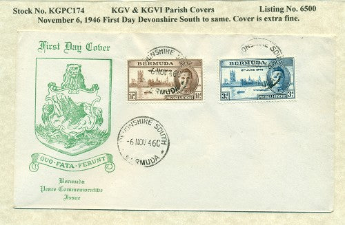 KGV & KGVI Parish Covers Devonshire South November 6, 1946 KGPC 174