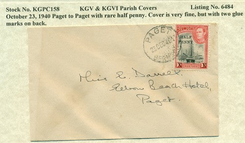 KGV & KGVI Parish Covers Paget October 23, 1940 KGPC 158