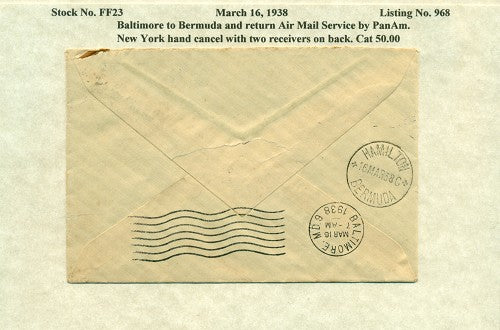 MAR 16 - 1938 Balt to Bda - FF23