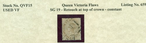 Queen Victoria Flaws Retouch on crown SG-19 QVF 15