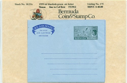 1959 6d blackish green air letter