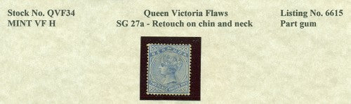 Queen Victoria Flaws Retouch on chin and neck SG-27a QVF 34
