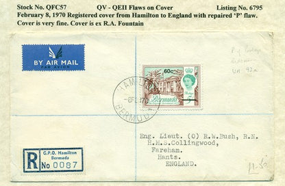 QV-QEII Flaws on Cover repaired P QFC 57
