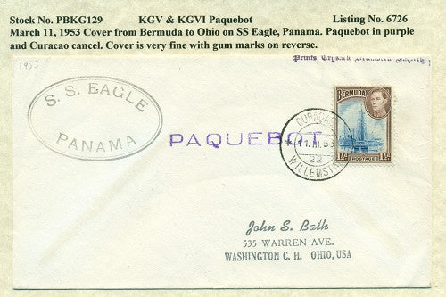 Paquebot Mail from March 11, 1953 PBM 129