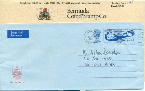 1989 July - Map design Air Letter - used