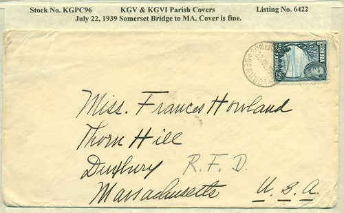 KGV & KGVI Parish Covers Somerset Bridge July 22, 1939 KGPC 96