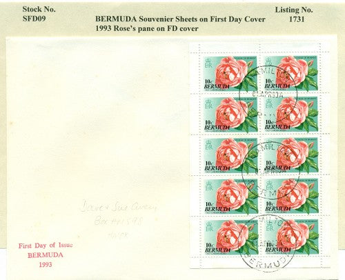 Souvenier sheet - 1993 Roses Pane