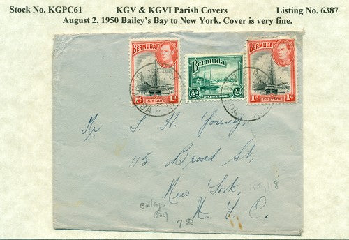 KGV & KGVI Parish Covers Bailey's Bay August 2, 1950 KGPC 61