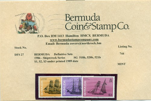 Shipwreck issue, underprints set 3 stamps 1989