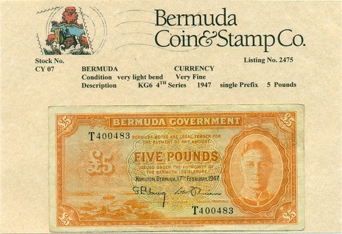 KGVI 4th series 1947 5 Pound Note