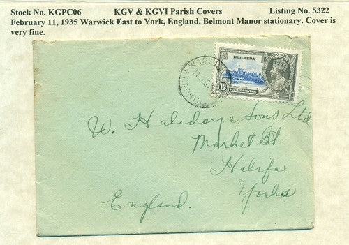 KGV & KGVI Parish Covers Warwick East February 11, 1935