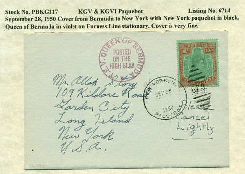 Paquebot Mail from September 28, 1950 PBM 117