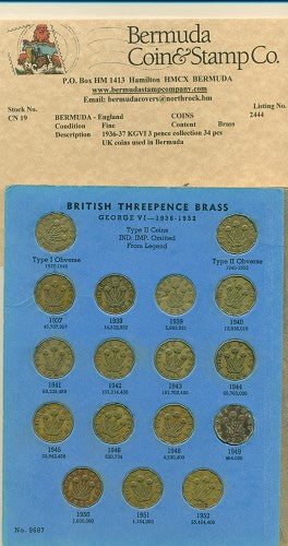 1936-67 KGVI collection of brass thrupence