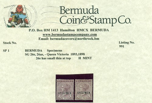 Victoria 1893-98 Specimen