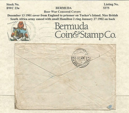 December 13 1901 cover from England to prisoner on Tucker's Island