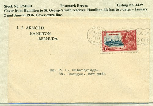 Postmark Error Two dates: January 2, 1936; June 9, 1936