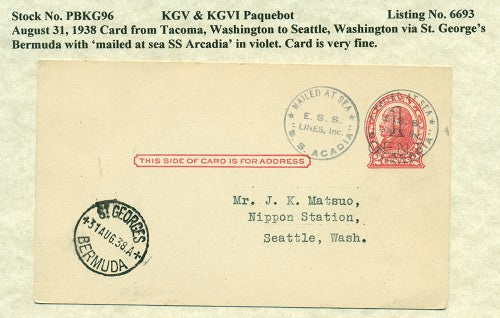 Paquebot Mail from August 31, 1938 PBM 96