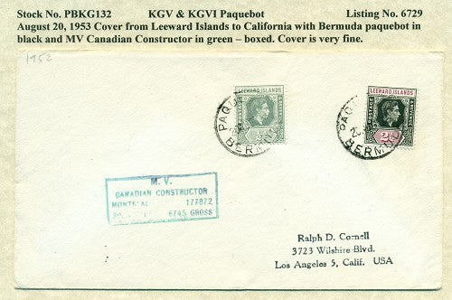 Paquebot Mail from August 20, 1953 PBM 132