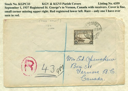 KGV & KGVI Parish Covers St. George's September 1, 1937 KGPC 33