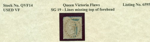 Queen Victoria Flaws Lines missing SG-19 QVF 14