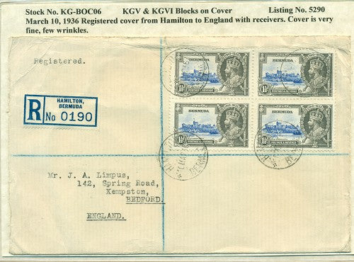 KGV & KGVI Blocks on Cover #5290