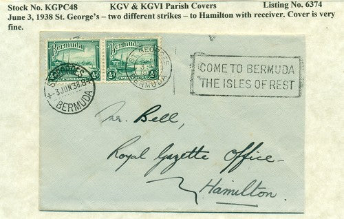 KGV & KGVI Parish Covers St. George's June 3, 1938 KGPC 48