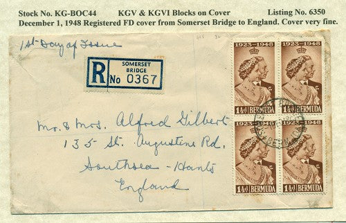 KGV & KGVI Blocks on Cover KGBC 44