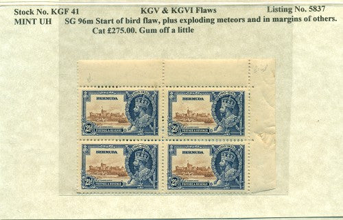 KGV & KGVI Flaws, Bird and meteor flaw -KGF41