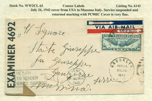 Censor Label PC90 WW2CL 63