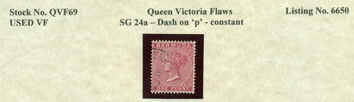 Queen Victoria Flaws Dash on 'p' SG-24a QVF 69