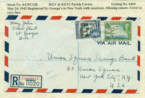 KGV & KGVI Parish Covers St. george's May 24, 1942 KGPC 138