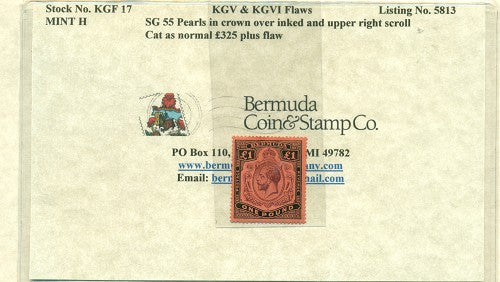 KGV & KGVI Flaws, Crown ink flaw -KGF 17