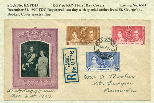 KGV & KGVI FDC Covers 12/31/1937 KG6C 15
