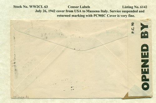 Censor Label PC90 WW2CL 63