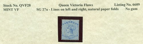 Queen Victoria Flaws Left and right lines, SG-27a QVF 28