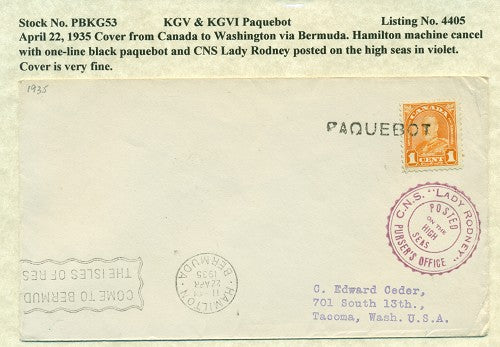 Paquebot Mail from April 22, 1935