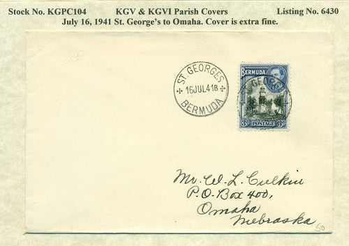 KGV & KGVI Parish Covers St. George's July 16, 1941 KGPC 104