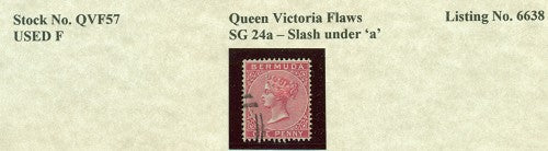 Queen Victoria Flaws Slash under 'a' SG-24a QVF 57