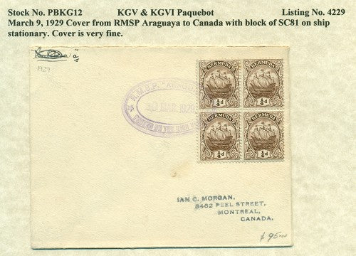 Paquebot Mail from March 9, 1929