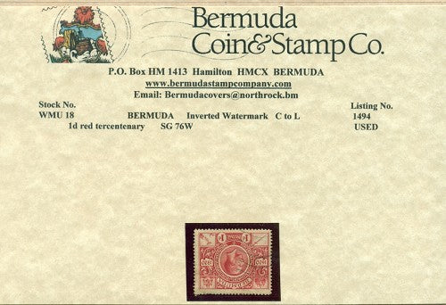 sg76w 1d red tercentenary