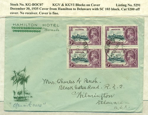 KGV & KGVI Blocks on Cover #5291